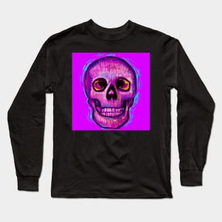 Fantasy colorful art with pink skull symbol in surreal impressionism style Long Sleeve T-Shirt